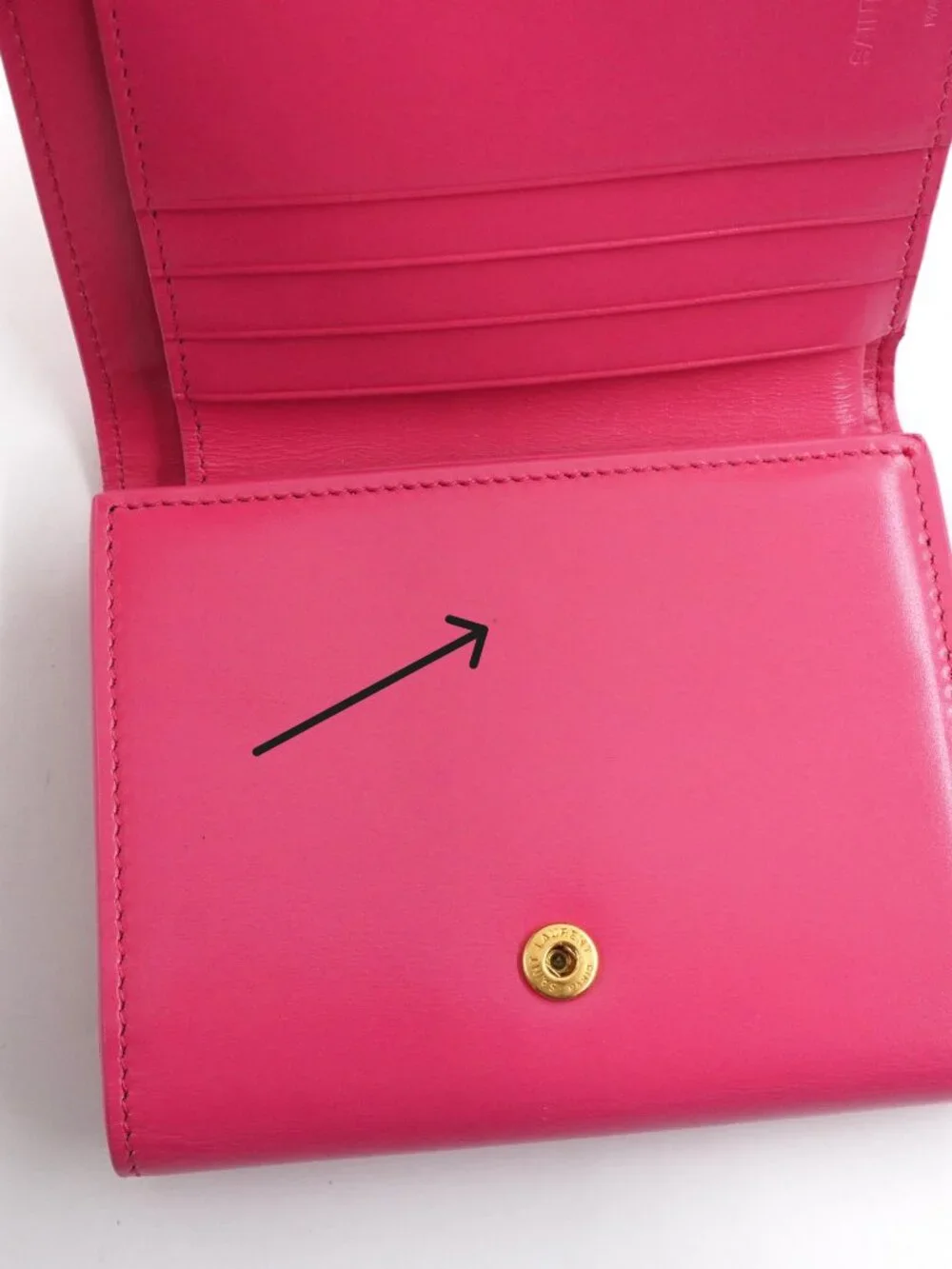 Saint Laurent Women's Trifold Wallet In Smooth Pink Leather With Gold Accents - Picture 13 of 15